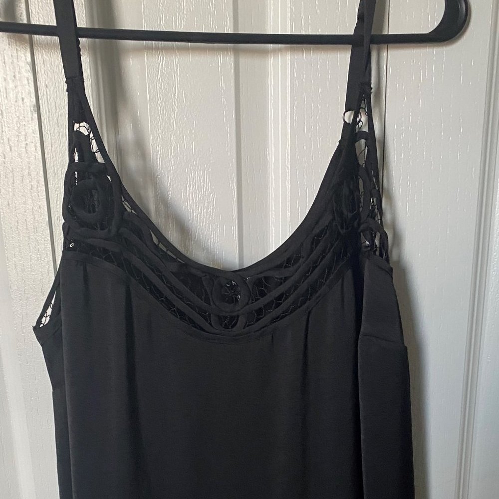 Black Satin Laced Tank